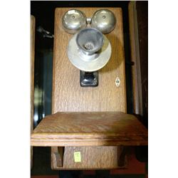 ESTATE ANTIQUE OAK WALL MOUNT PHONE ON CHOICE