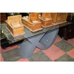 GREY AND GLASSTOP DESIGNER TABLE