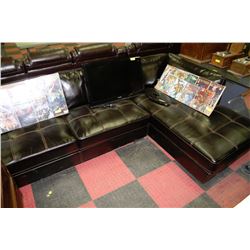NEW BLACK LEATHERETTE 'L' SHAPED CHAISE LOUNGE