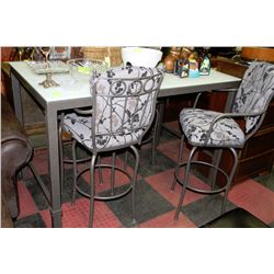 METAL AND GLASS INDOOR/OUTDOOR BAR TABLE