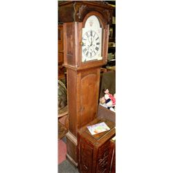 ESTATE ANTIQUE OAK CARVED GRANDFATHER CLOCK
