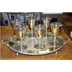 6 SILVER PLATED GOBLETS WITH TRAY