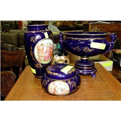 ESTATE 3 PC KERAMOS ITALIAN VASES AND BOWL WITH