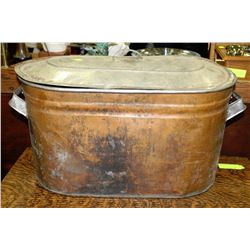 COPPER TUB WITH LID AND CONTENTS