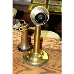 1904 ANTIQUE BRASS CANDLESTICK PHONE