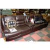 Image 1 : NEW BROWN LEATHER RECLINING SOFA AND LOVE SEAT