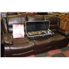 Image 2 : NEW BROWN LEATHER RECLINING SOFA AND LOVE SEAT