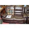 Image 3 : NEW BROWN LEATHER RECLINING SOFA AND LOVE SEAT