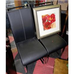 PAIR OF BLACK LEATHERETTE AND CHROME SIDECHAIRS