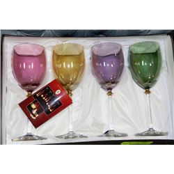 SET OF 4 COLOURISED GLASS GLASSES