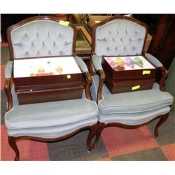 PAIR OF BLUE FRENCH PROVINCIAL CHAIRS