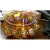 Image 1 : CARNIVAL GLASS PUNCH BOWL COMPETE SET INCLUDING