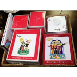 BOX OF ASSORTED BEATLES CHRISTMAS ORNAMENTS &