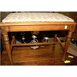 ESTATE WOOD AND FABRIC BENCH