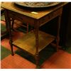 VINTAGE ESTATE TIGER OAK END TABLE WITH DRAWER
