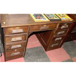VINTAGE ESTATE 9 DRAWER WOOD DESK
