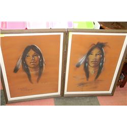 70'S NATIVE ART FRAMED CHRIS TOFFERSEY PICTURE X2