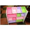 Image 1 : TOY STORAGE RACK  WITH COLORED PLASTIC BINS