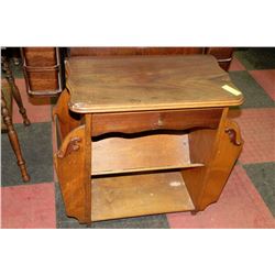 ESTATE WOOD MAGAZINE RACK WITH DRAWER
