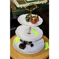 ESTATE TRIPLE SERVER WITH SALT AND PAPER SHAKERS,