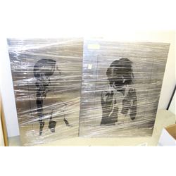 PAIR OF STAINLESS STEEL SERIGRAPHIES HANDMADE