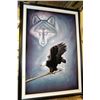 Image 1 : LARGE FRAMED CANVAS WOLF AND EAGLE PAINTING