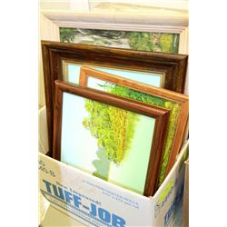 BOX OF 5 ASSORTED OIL PAINTING & ONE PRINT