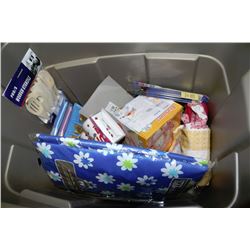 GREY TOTE OF DOLLAR STORE ITEMS