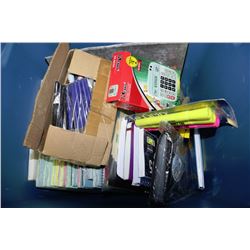 BLUE TOTE OF OFFICE SUPPLIES