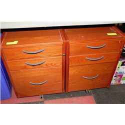 BROWN OFFICE FILING CABINETS WITH KEYS X2