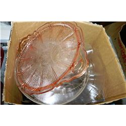 BOX OF ESTATE GLASS SERVING TRAYS