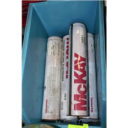 BOX WITH 4-10LB TINS OF MCKAY 8018 B8 (3/32)