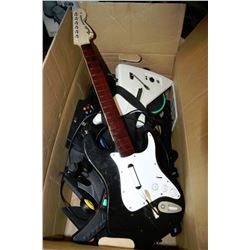 BOX WITH 2 XBOX GUITAR CONTROLLERS & XBOX DRUM
