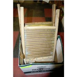 BOX WITH 2 ANTIQUE WASHBOARDS