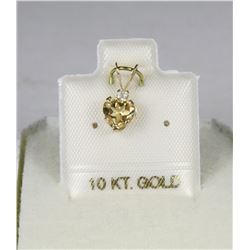 10K GOLD CITRINE HEART-SHAPED PENDANT