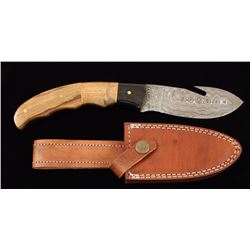 Damascus Steel Gut Hook Skinner