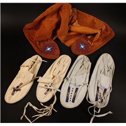 3 Pairs Indian Made Moccasins