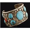 Image 2 : Heavy Old Pawn Turquoise & Coral Cuff