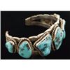 Image 2 : Mens Navajo Turquoise Nugget Cuff Bracelet