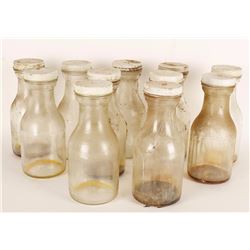 Lot of 11 Glass Milk Bottles