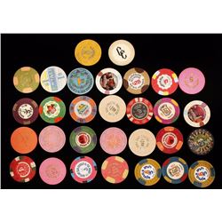 Lot of 30 Obsolete Nevada Gambling Poker Chips