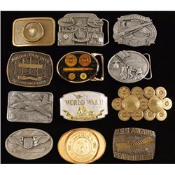 Large Lot of Military Related Belt Buckles