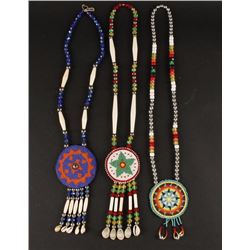 Lot of 3 Beaded Necklaces with Beaded Conchos