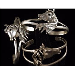 Collection of Sterling Horse Head Bracelets