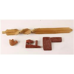 2 Catlinite Pipe Bowls & Stem