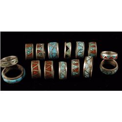 Lot of 15 Inlaid Rings