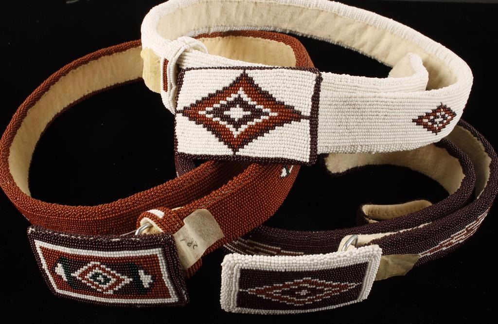 Lot of 3 Fully Beaded Native American Belts