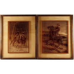 Collection of 2 Frederic Remington Prints on Glass