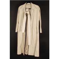 Lady's White Leather Trench Coat