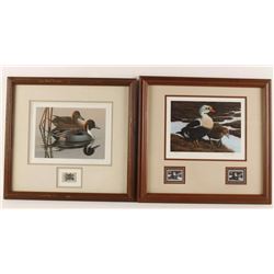 Lot of 2 Fine Art Waterfowl Prints with Stamps